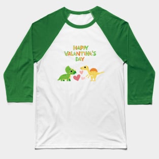 Dinosaur Happy Valentines Day Baseball T-Shirt